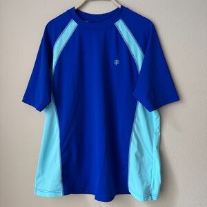 COOLIBAR T-Shirt Mens Size XXL Blue Aqua Short Sleeve UPF 50 + UV Sun Protection